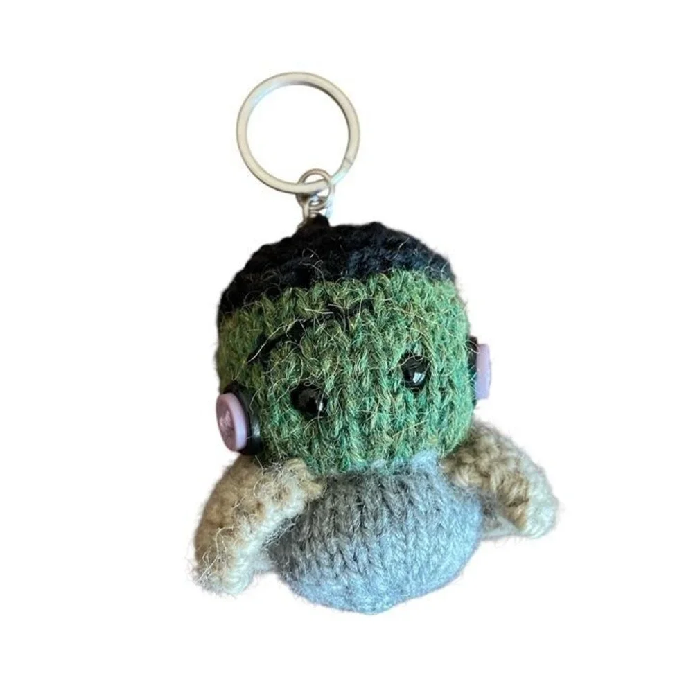 Frankenstein's Monster Keychain Bag Charms Keyring Halloween Accessory Knit Doll